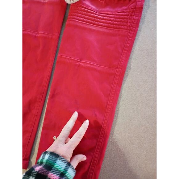 Robin's Red Label Jeans Men's Sz 31 Red New Biker Distressed Embroidered Stars - Picture 12 of 12